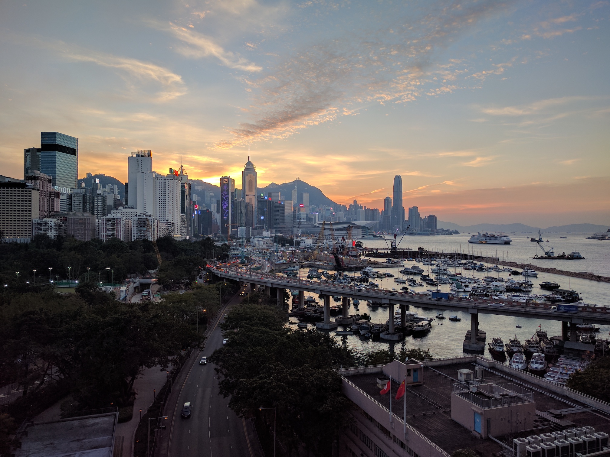 Finishing the day with a beautiful Sunset over Hong Kong Harbour